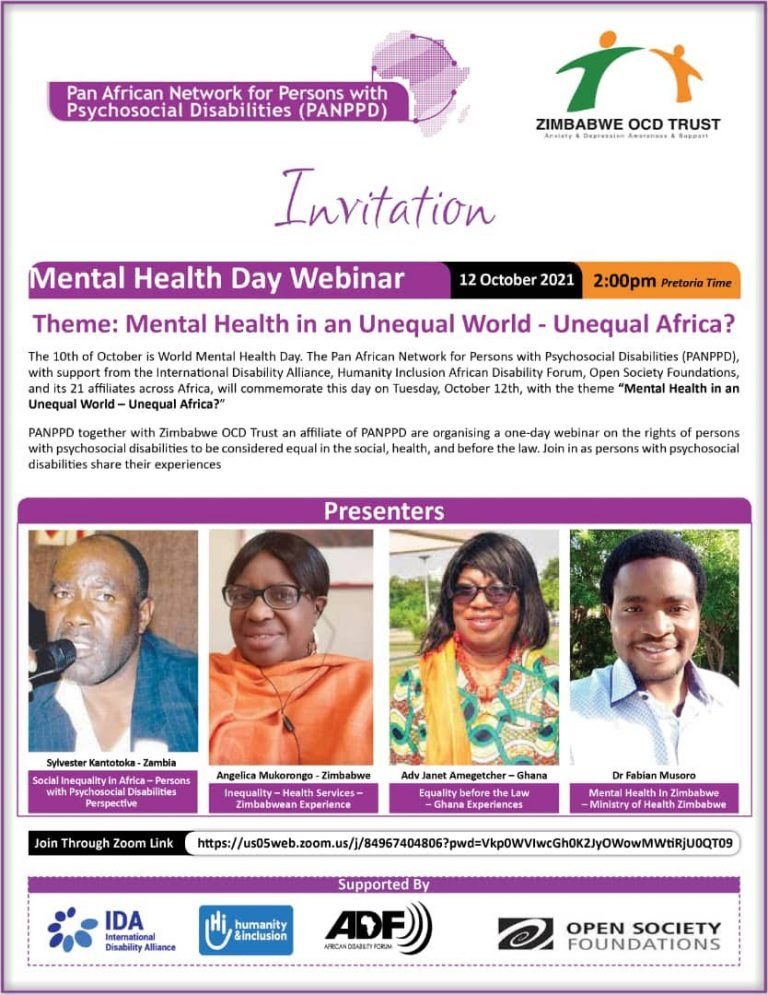 PANPPD with Zimbabwe OCD Trust organizes Mental Health Day Webinar