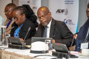 A panellist checking his notes 