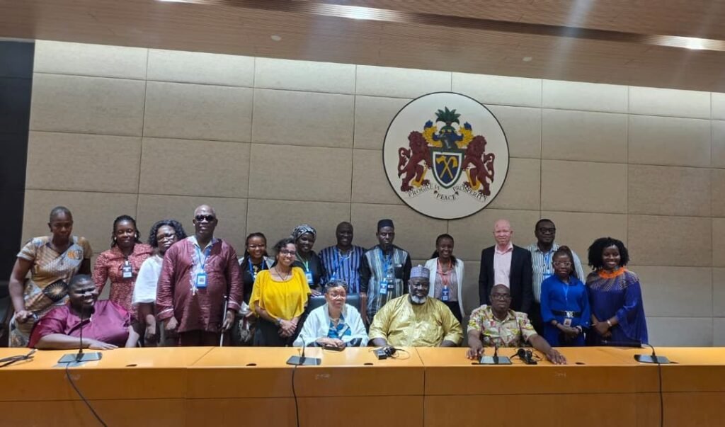 OPD representatives and Hon. Marie Louise Abomo, Chairperson of the Working Group on the Rights of Older Persons and Persons with Disabilities, during the bilateral meeting.